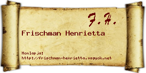 Frischman Henrietta névjegykártya